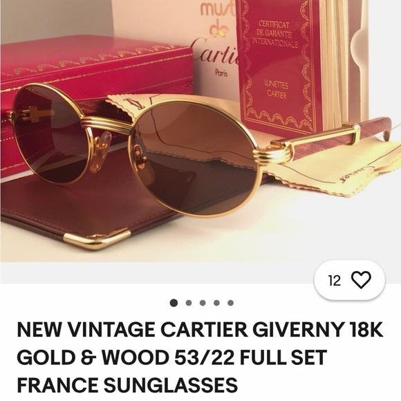 Cartier Gold Frame Sunglasses with Brown Lenses - Picture 8 of 8